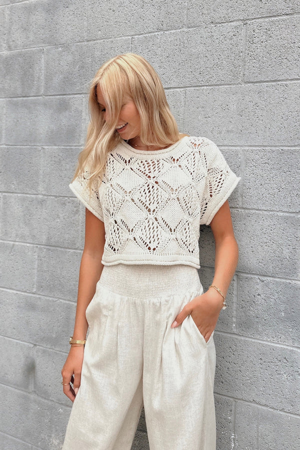 Palmer Crochet Short Sleeve Sweater