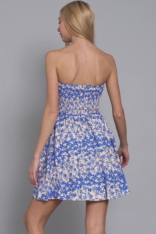 Adalia Strapless Mini Dress Medium / Blue + Sand