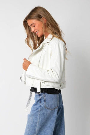 White Mojave Vegan Leather Jacket