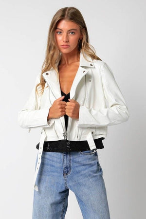 White Mojave Vegan Leather Jacket