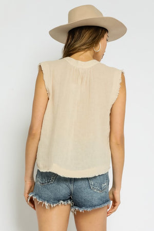 Layla Fray Linen Top