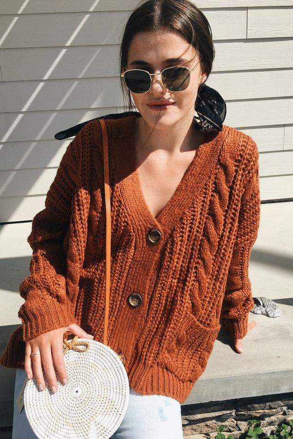 Now or Never Rust Orange Knit Cardigan