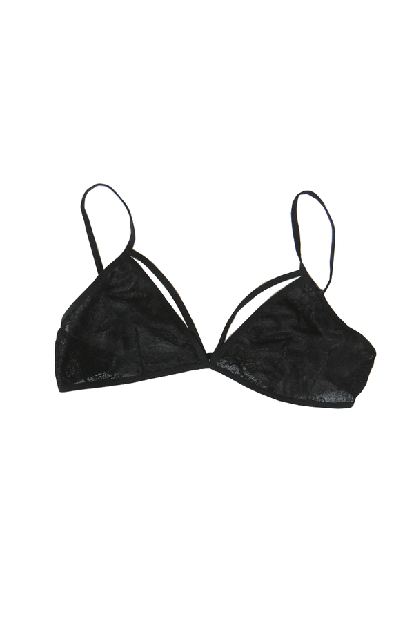 Velvet and lace triangle bralette