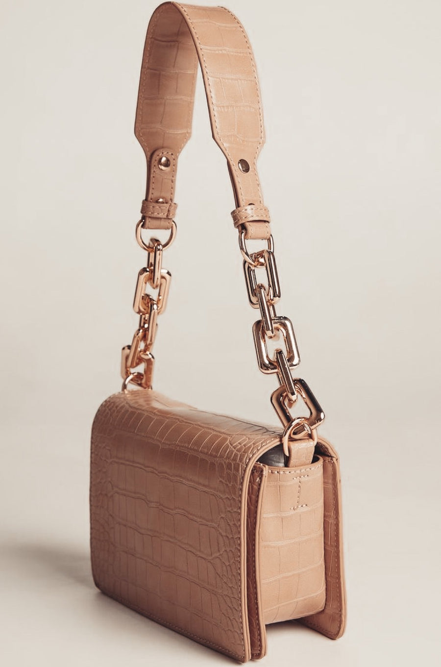Zahra Shoulder Bag (Nude Croc) by Billini