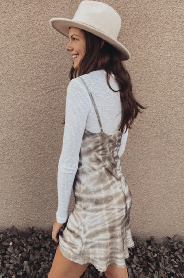 brown and white tie dye dress Upbeat Playlist Tie Dye Dress main image 0
