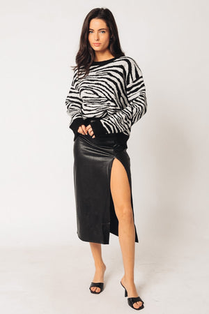 Black + Grey Angola Zebra Sweater
