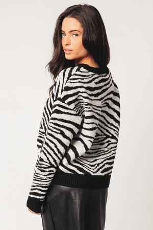 Black + Grey Angola Zebra Sweater