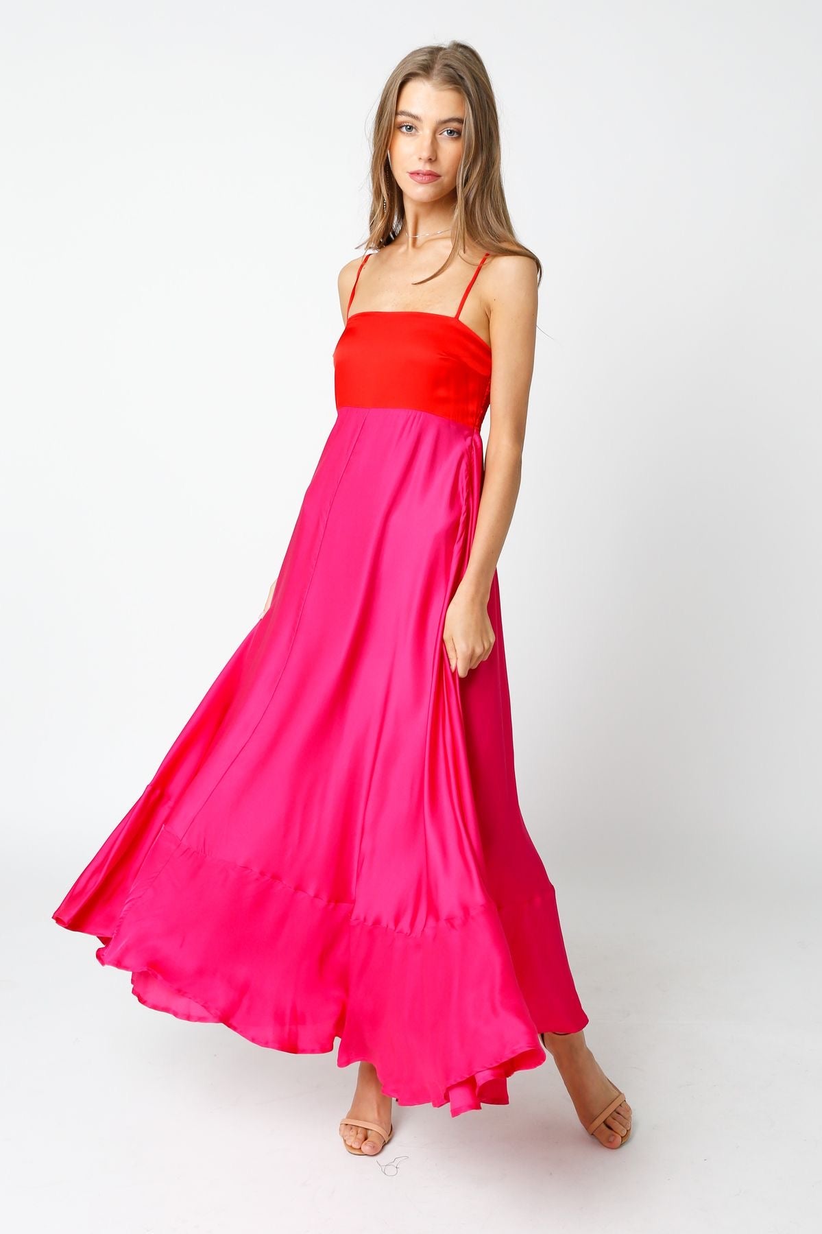 Lanna Color Block Maxi Dress Small / Red + Fuchsia Lanna Color Block Maxi Dress Small / Red + Fuchsia