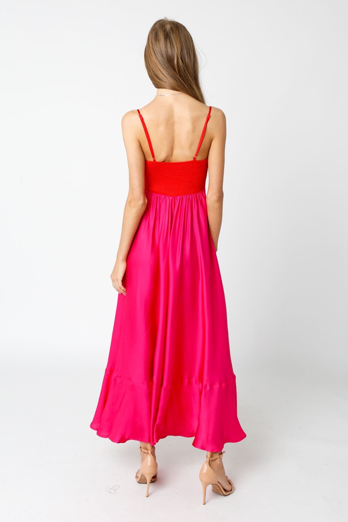 Lanna Color Block Maxi Dress Small / Red + Fuchsia Lanna Color Block Maxi Dress Small / Red + Fuchsia