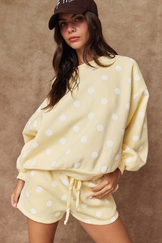 Butter Kadia Polka Dot Sweatshirt + Shorts Set
