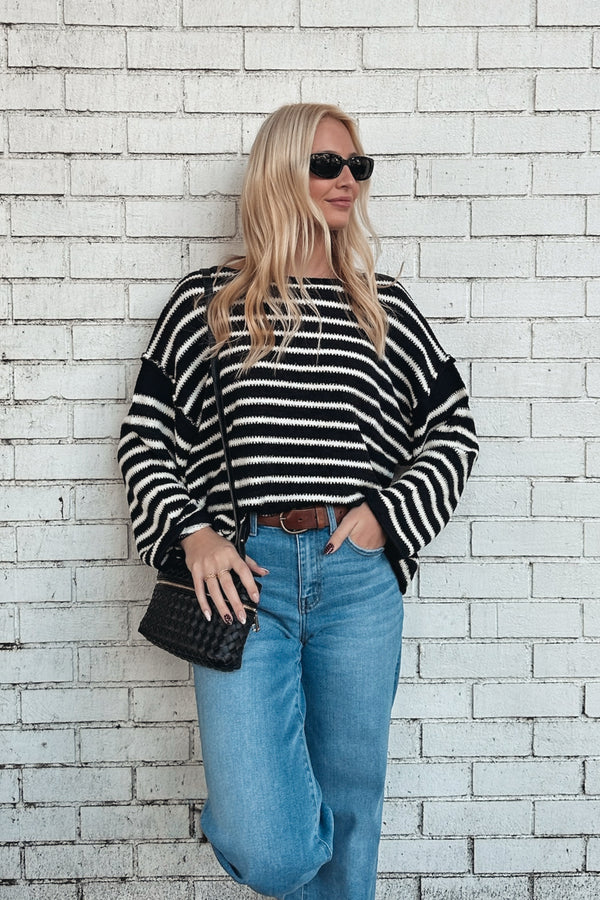 Black + Cream Mason Striped Sweater