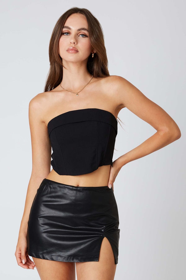 Black Sia Faux Leather Skirt