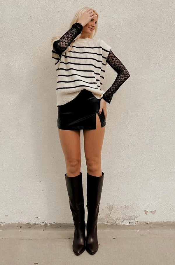 Black Sia Faux Leather Skirt