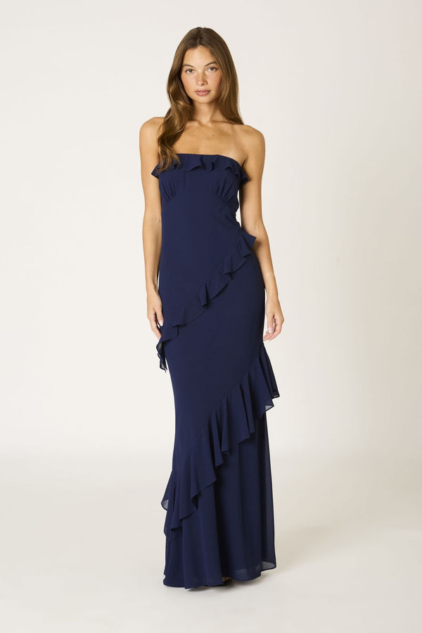 Navy Sarela Ruffle Maxi