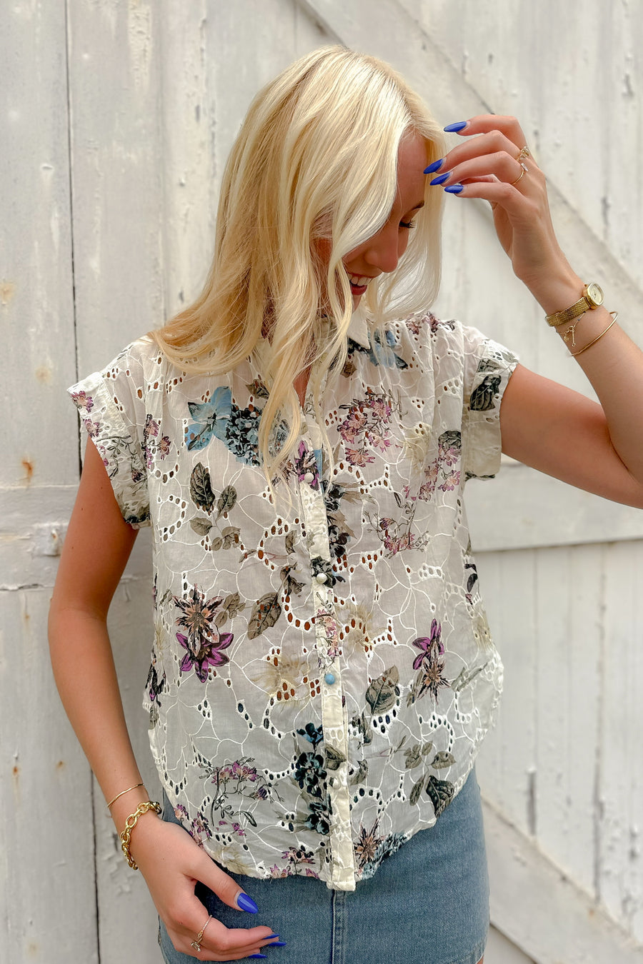 Nelle Button Up Top
