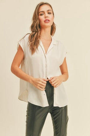 Muse Satin Button Up Top