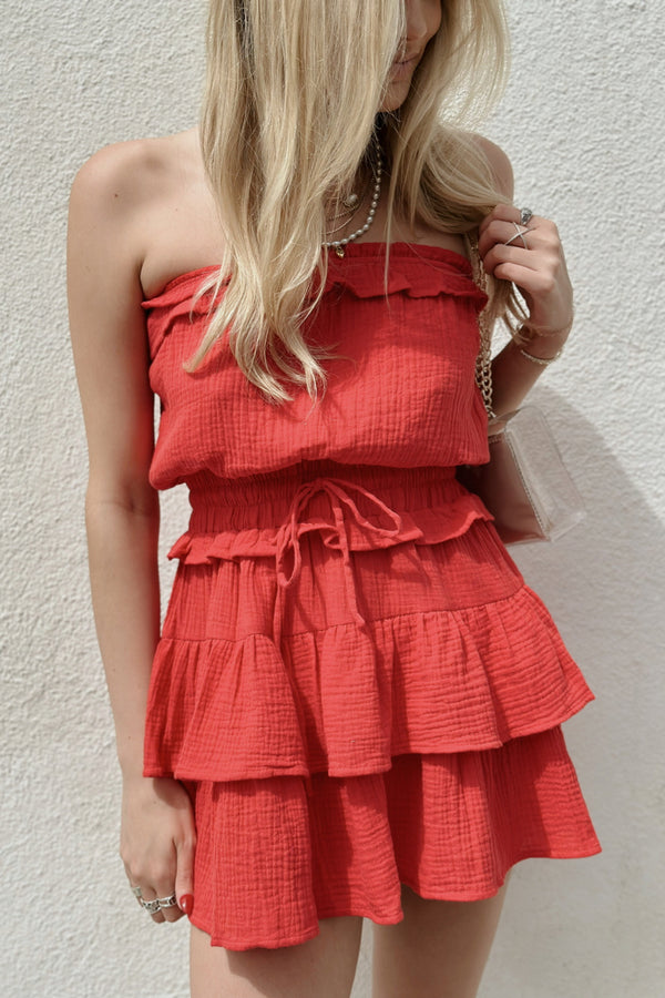 Red Mina Tube Mini Dress