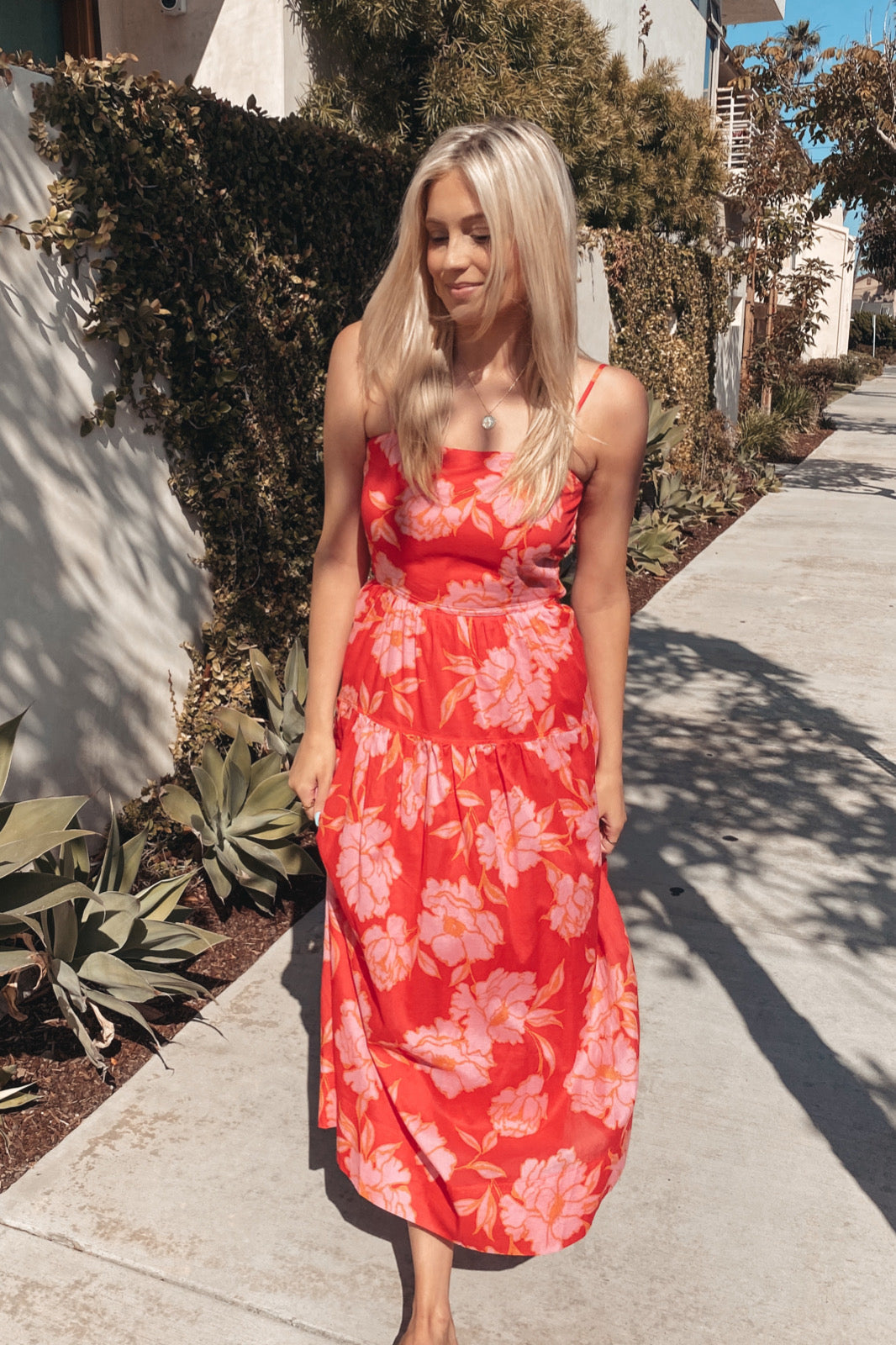 hibiscus dress maxi Luz | PINK Hibiscus Floral Print Strappy Maxi Dress
