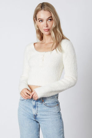Fuzzy White Sweater