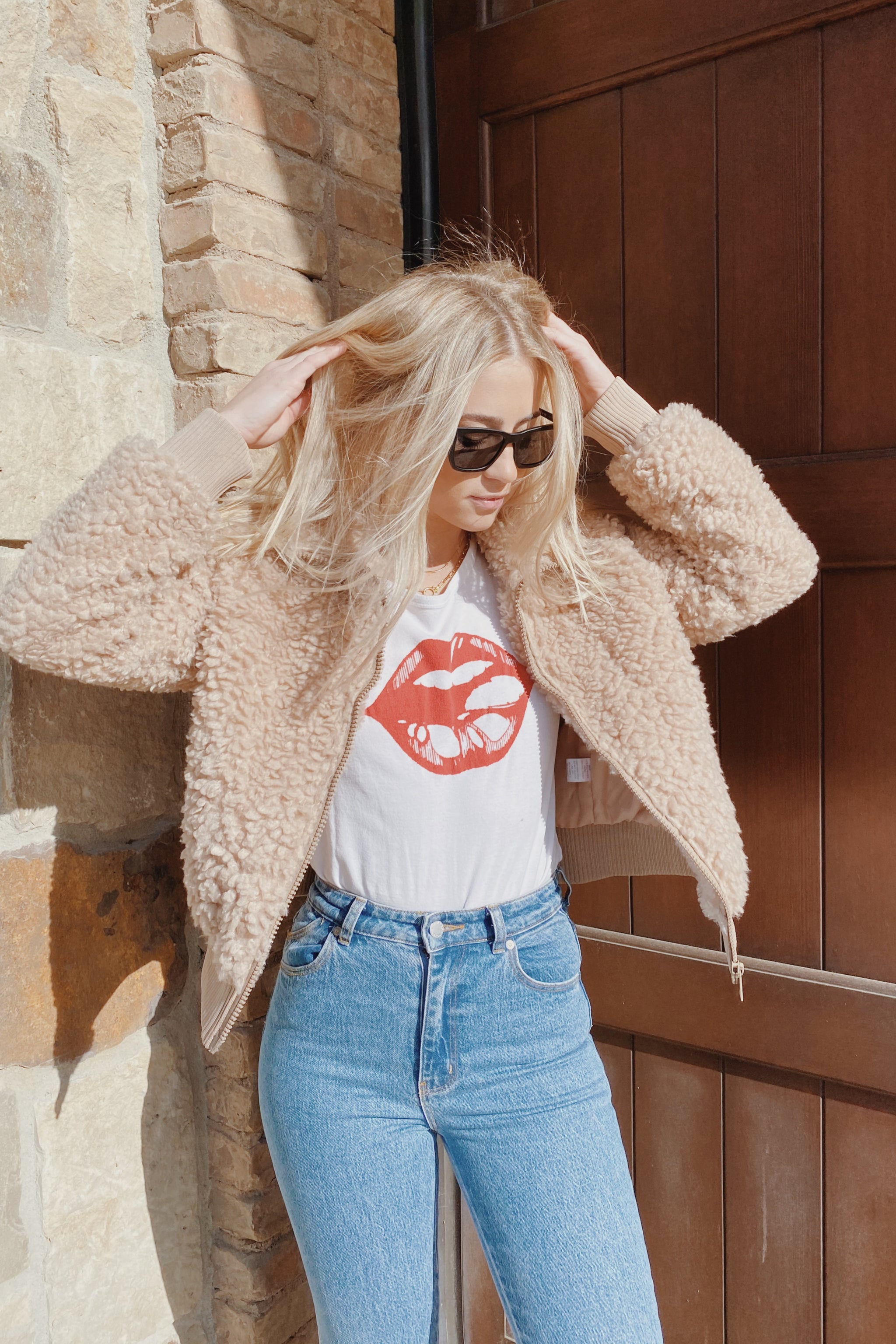 Frankie Fuzzy Sherpa Jacket ELISON