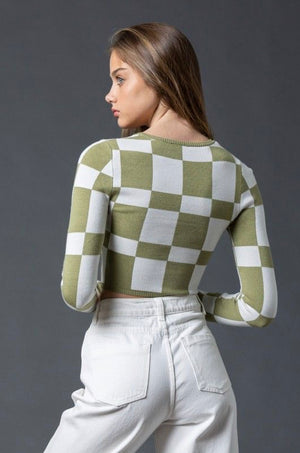 Emery Check Knit Top