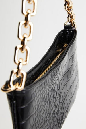 Aliza Shoulder Bag (Black Croc) by Billini