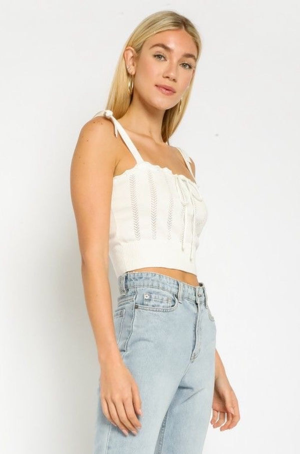 White Callen Knit Tank - ELISON RD.
