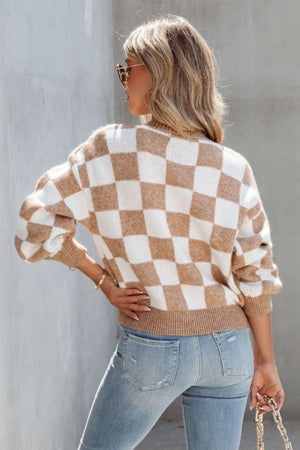 Taupe Check Me Out Cardigan