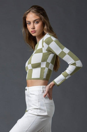 Emery Check Knit Top