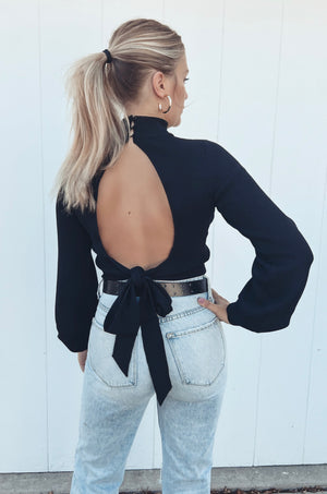 Black Open Back Sweater