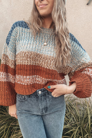 Blue + Rust Marla Striped Sweater